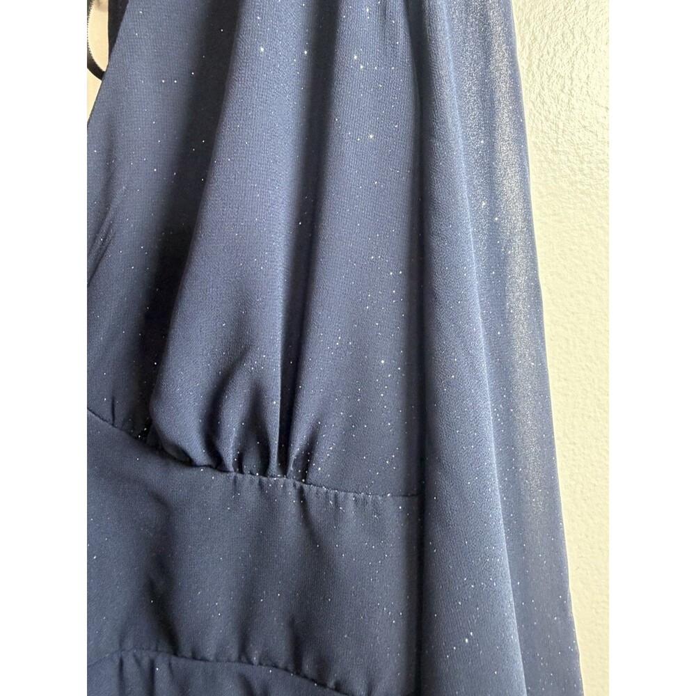 B Darlin Women’s 9/10 Navy Glitter Long Sleeve Fit & Flare Cocktail Dress - Picture 10 of 10